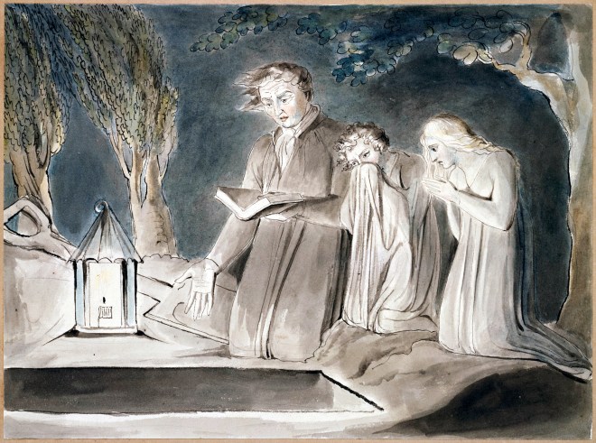 "A Man and Two Children beside an Open Grave"